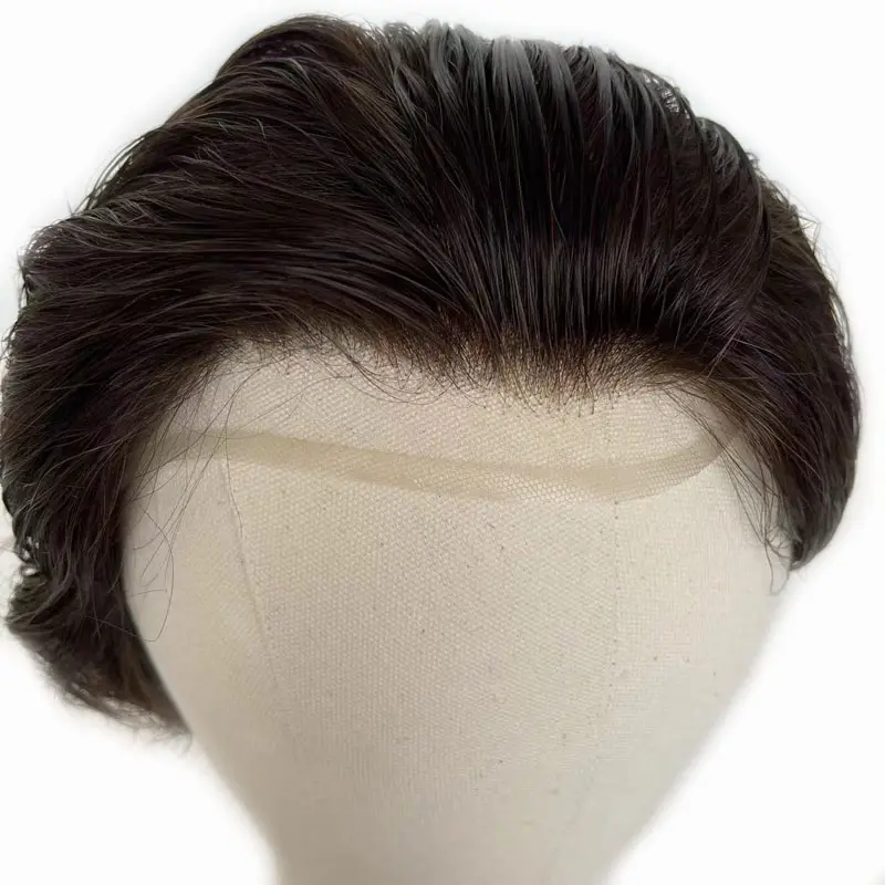 Peluca de tupé de pelo natural suizo útil para hombres pelucas de cabello humano
