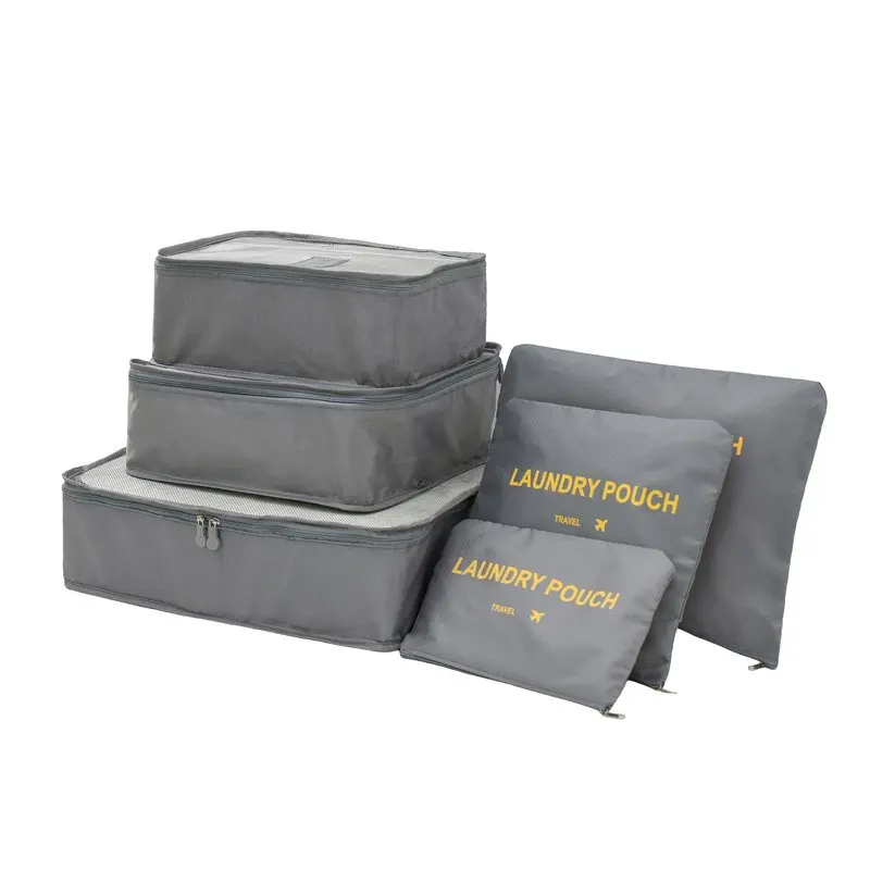 Custom Lightweight Polyester Waterproof Travel Luggage Organizer Packing Cubes Set 6 Pcs For Travel