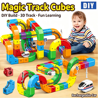 Circuit de train électrique Rail Cube pour enfants, piste de course flexible 3D, jouet de construction DIY, apprentissage STEM amusant, 123 pièces