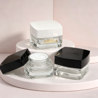 Pot en verre carré transparent personnalisé pour crème cosmétique de luxe, emballage en gros