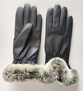 Luxe de haute qualité véritable Super-doux Rex lapin fourrure manchette grain fin peau de mouton robe hiver cuir gants pour dames fête - Product Image 4
