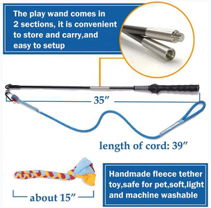 Wholesale Modern Interactive Dog Cat Training Toys Eco-Friendly Squeaky Flirt Pole Toy Teaser Wand Linen Rope Refills - Product Image 3