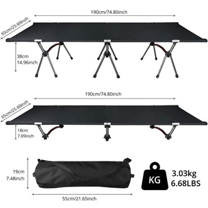 Custom Camping <b>Folding</b> Cot Sleeping <b>Bed</b> Adjustable Foldable Portable Single Outdoor Camping <b>Bed</b> - Product Image 2