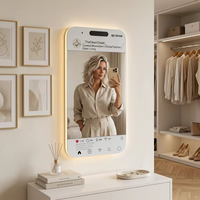 Miroir LED moderne style Instagram avec capteur IP44, personnalisable avec nom d'utilisateur, lumière selfie, pour salon, salle de bain, villa, sans cadre, à brancher