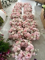 Boules de fleurs artificielles H386 Rose Gypsophile, Hortensia, Blanc Ivoire, Narcisse, décorations de fond de scène de mariage, rangée de fleurs