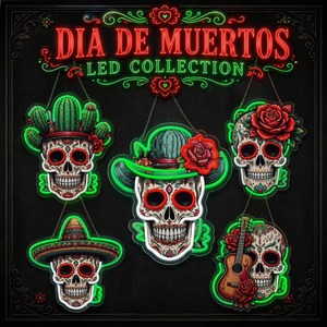 Letrero LED de Neón con Diseño de Calavera Azucarada, Impresión UV Personalizada, con Atenuador USB-A, para Decoración de Bares y Restaurantes - Product Image 5