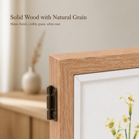 Cadre photo pliable en bois massif 5x7 pouces, 3 panneaux, support de table, passe-partout blanc pour photos, décoration intérieure