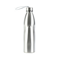 Bouteille d'eau sportive en acier inoxydable, grande capacité, minimaliste, en forme de boule de bowling, portable pour l'extérieur, à col étroit
