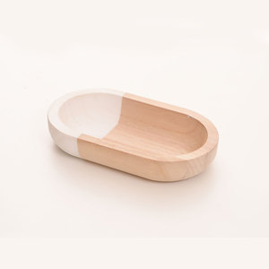 وعاء خشبي بيضاوي كبير من FORHER، صينية زخرفية ريفية، وعاء عجين منحوت يدويًا، وعاء خشبي طويل للديكور - Product Image 1