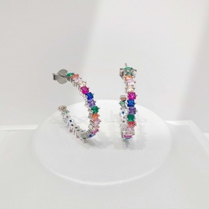 wholesale plata 925 sterling silver colorful stone earring wedding Rhinestones <b>emerald</b> big Luxury gold plated zircon earrings - Product Image 5