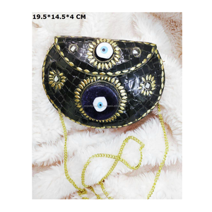 Guru Kirpa Export House Pochette de mariage de luxe Evil Eye Cadre de sac à main en métal avec perle Sac à main de soirée Motif léopard - Product Image 3