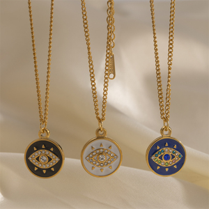 Impermeabile 18K oro PVD placcato argento in acciaio inox diamante zircone <span class=keywords><strong>diavolo</strong></span> occhio ciondolo collana di moda gioielli per le donne - Product Image 1