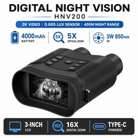 Binoculares de Visión Nocturna HNV200 Digitales 2560x1440 Video 2K IR 850nm Alcance de 400m Zoom Óptico 5X Zoom Digital 16X para Campamento al Aire Libre