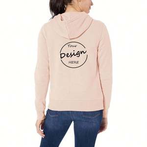Fabricant 400g 100 coton épais imprimé chaud fermeture éclair Boxy fermeture éclair blanc épais sweats à capuche pour femmes vêtements - Product Image 4