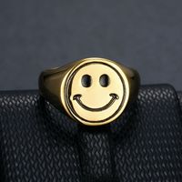 Yunnique Bague de mode unisexe en acier inoxydable plaqué or 18 carats, or et argent, pour le visage, cadeau pour couple