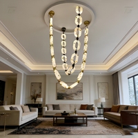Lustre moderne de luxe en chaîne de maillons, design en albâtre, luminaire suspendu en marbre pour hall d'hôtel, salon, villa, loft