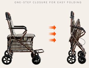 Marcheur portable pour les personnes âgées peut pousser le chariot à quatre roues pour <span class=keywords><strong>acheter</strong></span> de la nourriture peut pousser peut s'asseoir pliant petit chariot OEM - Product Image 4
