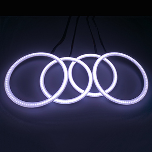 Populaire 80MM Full Circle <span class=keywords><strong>Halo</strong></span> Anneaux Blanc Et Ambre Double Couleur Angel Eye Led 4 Anneaux Pour BMW Dodge - Product Image 3