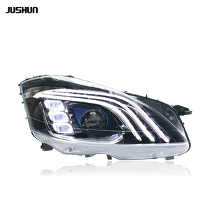 Jushun 06-12 Mercedes-Benz Classe S W221 Ensemble de phares à LED en matériau PC Modifié avec lentille à trois barres et feux de jour directionnels - Product Image 2