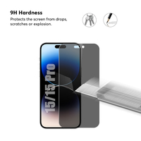 Protecteur d'écran de confidentialité en verre trempé anti-espion 2025 9H 2.5D pour iPhone 15 15 Pro 6.1