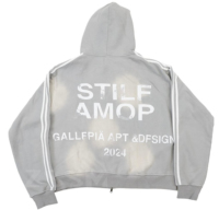 Ensemble survêtement homme personnalisé, pantalon de jogging évasé et sweat à capuche, style streetwear, délavage acide, bande latérale, fermeture éclair, respirant, avec applique brodée