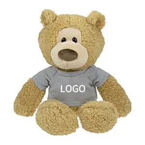 Üretici yüksek kalite Mini oyuncak boz meraklı Bear etkileşimli sakızlı peluş oyuncak ile büyük tişört logosu
