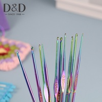 Kit d'aiguilles à crochet en titane arc-en-ciel pour le tricot manuel DIY, marqueurs de mailles, accessoires pour aiguilles à fil, pour la confection d'Amigurumi, de chapeaux et de chaussettes