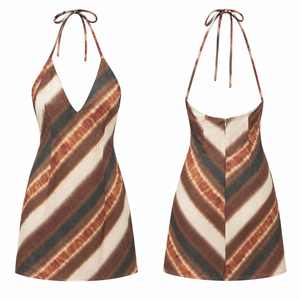Vestido mini personalizado con cuello en V y estampado Tie Dye para mujer, vestido informal de verano para fiesta en la playa - Product Image 6