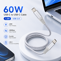 Câble de charge rapide USB C vers USB C 60W 1,2m 3A PD USB 2.0 Câble de données tressé en nylon Type C pour ordinateur portable Smartphone OEM ODM
