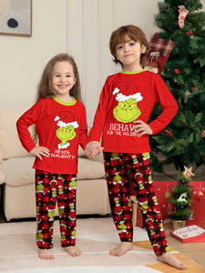 2023 noël rouge rayé famille Homewear Grinchs imprimer pyjamas garçons filles hommes femmes vêtements de nuit de noël - Product Image 4