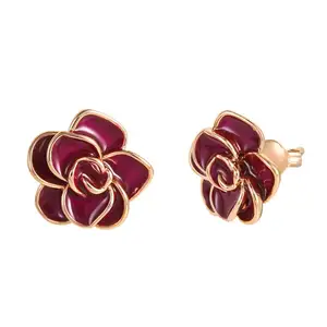 Nickel Free Rose Flower Stud Earrings for Sensitive Ears Hypoallergenic Cute Gold And Silver Ear Studs for Women Girl