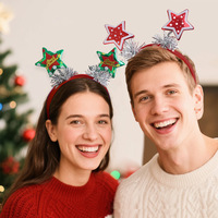Serre-tête étoile à cinq branches de Noël, décoration de fête de Noël, serre-tête étoile dorée en feuille d'or