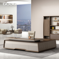 Ensemble de bureau de direction de luxe en forme de L Directeur moderne PDG Boss Poste de travail en bois Mobilier de bureau