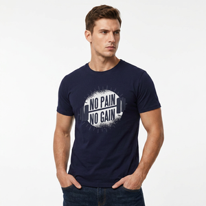 เสื้อยืดผู้ชายขายส่ง 180 GSM ผลิตจากโรงงานบังกลาเทศ ผ้าฝ้ายพรีเมียมเนื้อหนัก สตรีทแวร์ ทรงโอเวอร์ไซส์ สั่งพิมพ์ลายได้ตามต้องการ รับผลิตแบบ OEM ODM เป็นมิตรต่อสิ่งแวดล้อม - Product Image 1
