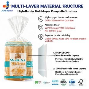 Bolsa de Embalaje de Pan de Plástico Reutilizable con Diseño Impreso Personalizado, Bolsa de Pan de OPP y PE con Fondo Cuadrado y Asa, Bolsa de Embalaje de Panadería - Product Image 5