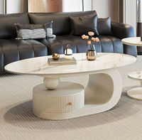 Ensemble de table basse créatif en 2 pièces, écologique, durable, pour salon, forme ovale, petite unité, style italien, minimaliste, rangement