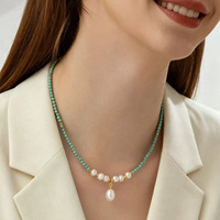 Nouveau Collier Ras du Cou Chinois de Luxe Léger en Perles d'Eau Douce Naturelles et Turquoise Fait Main, Vente en Gros 2026