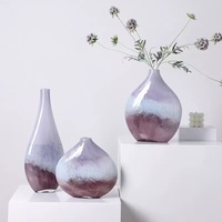 Ensemble de 3 vases en verre RYLAVA, artisanaux, avec glaçure dégradée, style Art Déco, légers, pour culture hydroponique, décoration de mariage, table de salon