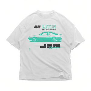 Maglietta Unisex in Cotone Pesante AE86 Levin JDM, T-Shirt Retrò con Grafica Auto, Regalo per Appassionati di Auto d'Epoca, Abbigliamento Stile Anni '80 - Product Image 2