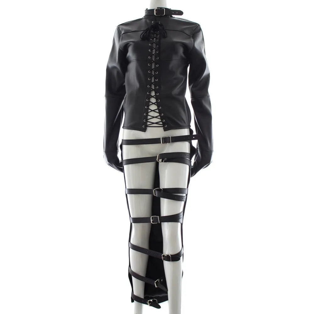 MOG белый из искусственной кожи строгий бондаж связывающий прямой пиджак женская сдержанная одежда для БДСМ игры для взрослых Фетиш прямая куртка