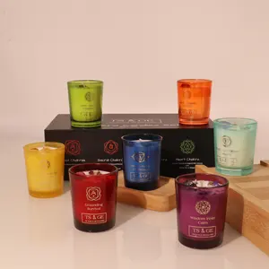 C H Customized 7 Day Chakra Tea Light Yoga Pray Spell Candle Manifestation Scented Crystal Healing Small Root Chakra Candle Set