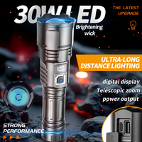 Nouveau 30W High Lumen LED lampe de poche 1200 Lumen IPX4 26650 Power Bank avec 5 Mode d'urgence tactique étanche Rechargeable torche