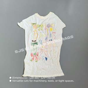 Trapos de Algodón Económicos Blancos Impresos Tipo Camiseta, Alta Absorción de Aceite, Resistentes a Desgarros para Uso Industrial - Product Image 3