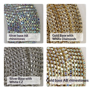 Стразы SS4, SS6, SS8, 10 ярдов, с мотивами, пришивные, на стеклянной цепочке с креплением-когтем, для сумок и одежды, с вышитыми узорами - Product Image 5