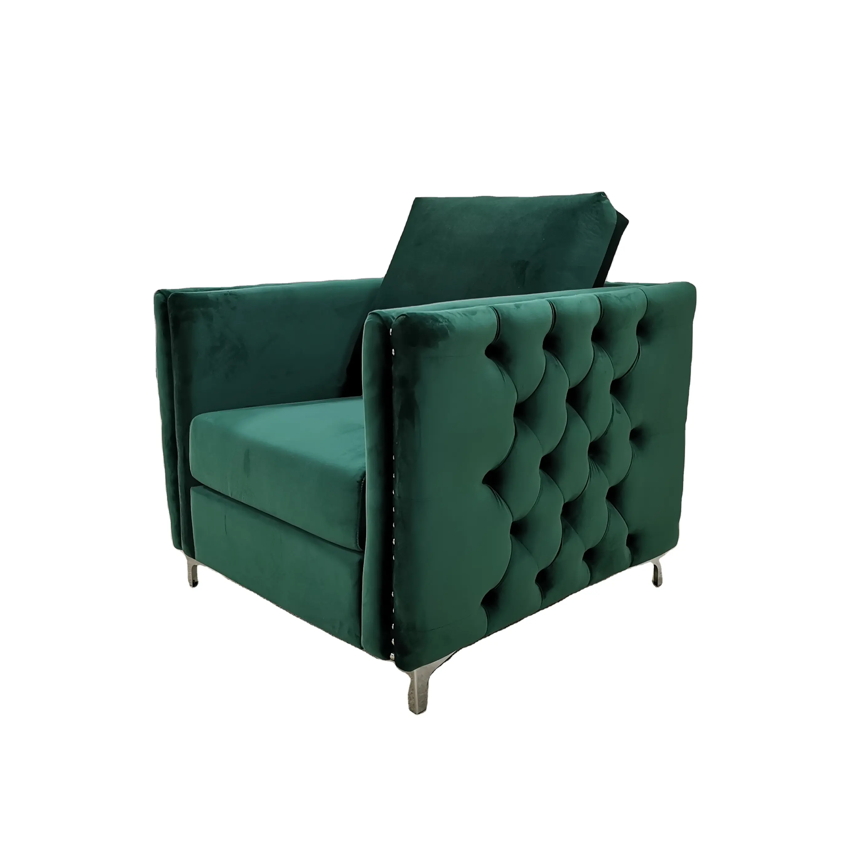 Mobiliário da sala de estar mobiliário moderno sofá estofado único verde veludo