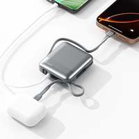 Batterie externe compacte 10000mAh PD20W avec câble de charge double intégré, mini batterie mobile avec écran LED