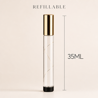 Flacon vaporisateur de parfum vide personnalisé de 35 ml, style stylo, rechargeable, avec capuchon doré, vente en gros, logo personnalisé