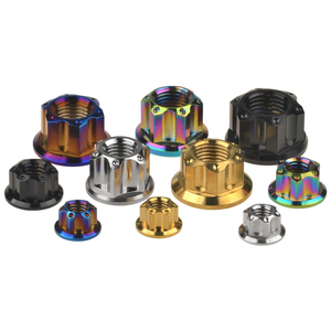 Nieuwe aanvoer achteras spindel M6 M8 M10 Gr5 geanodiseerde bloemvormige zeskant flensmoer titanium legering bevestigingsmiddelen motorfietsmoer door PYTITANS - Product Image 2