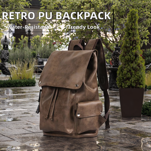 Sac à dos tendance en cuir PU personnalisé de style rétro pour hommes avec fermeture à glissière imperméable résistant à l'eau toutes saisons décontracté usage quotidien - Product Image 3