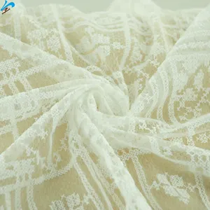 OEM/ODM Accept High-end Woven Soft Affinity 100% Polyester White Lace Mesh Tulle Embroidery Fabric For Woman Dress Garment